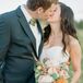 Ivory and Coral Garden Rose and Fern Wedding Bouquet