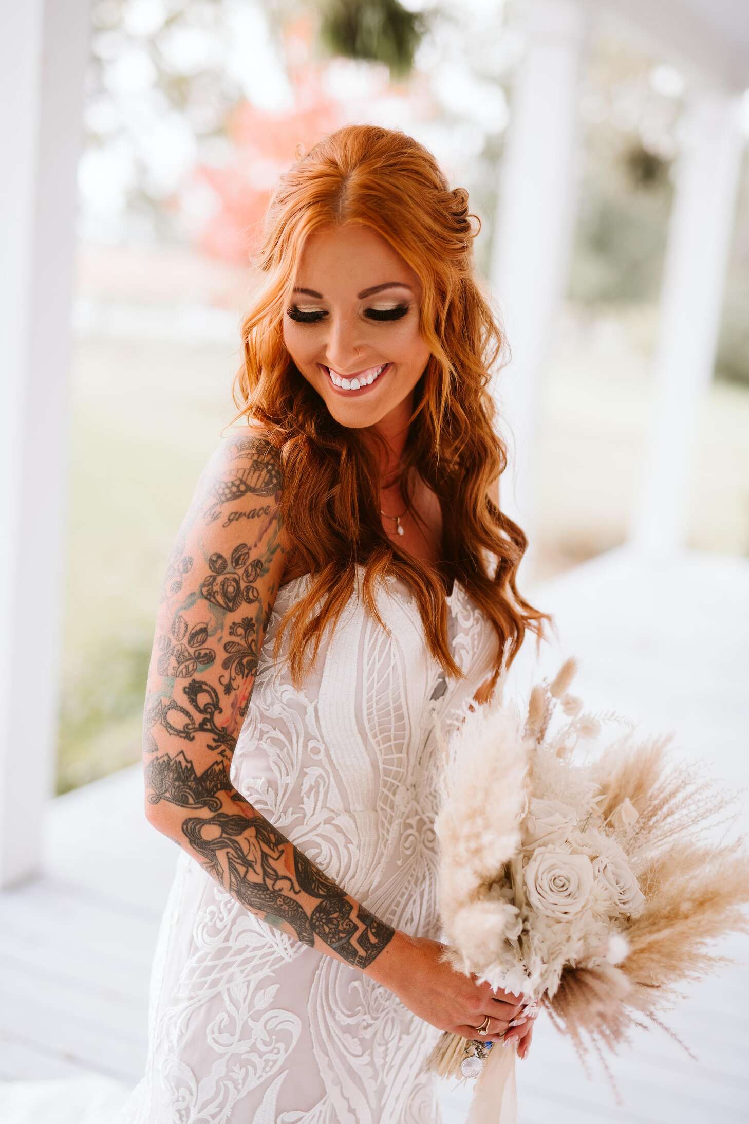lace wedding dress v neck low back Casablanca Beloved BL434 Mermaid Sheer Long Sleeve V-Neck Open Back Lace Floral Tulle Train Wedding Gown 32 / SBNI main image 0