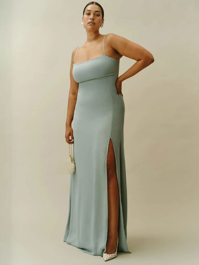 Reformation soft blue maxi dress for women's black-tie outfit 