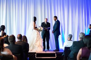 Modern Blue Uplit Wedding Stage