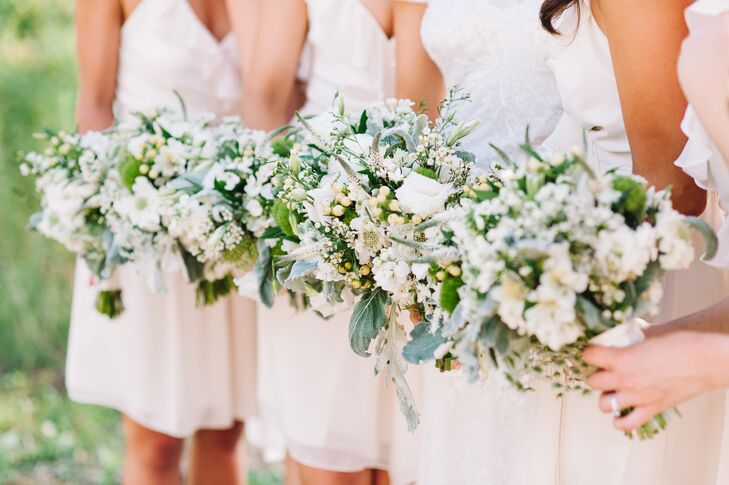 Bridesmaid Bouquets with Veronica and Scabiosa