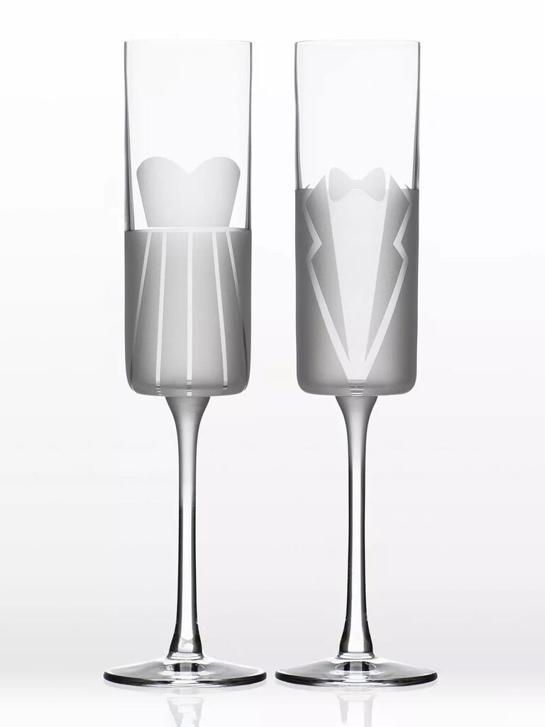 Bride and groom glasses for wedding toast