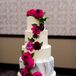 Modern Tiered Fondant Cake with Red Flowers