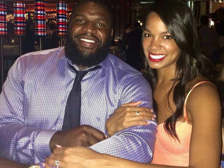 Glenn Dorsey, Defensive Tackle for the San Francisco 49ers and Tiffany Evans after getting engaged