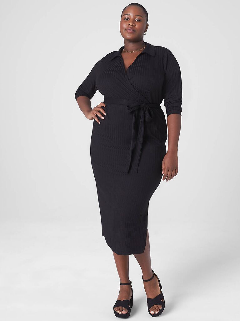 plus-size black midi dress for the engagement party 
