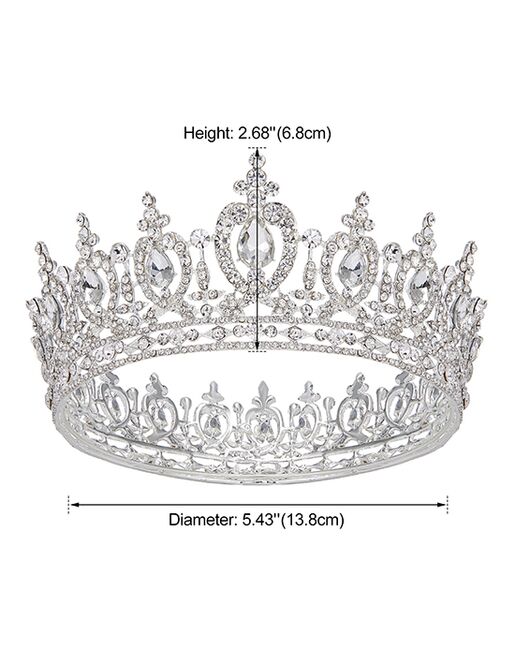 AW Bridal AW BRIDAL Wedding Crown Tiara Crystal Birthday Crown for Women Rhinestone Queen Crown Bridal Party Pageant Crown Wedding Hair Accessories for Brides (Silver) Silver Tiara - 2