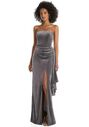 Dessy Group Strapless Velvet Maxi Dress with Draped Cascade Skirt - 6850 Bridesmaid Dress - thumbnail - 1