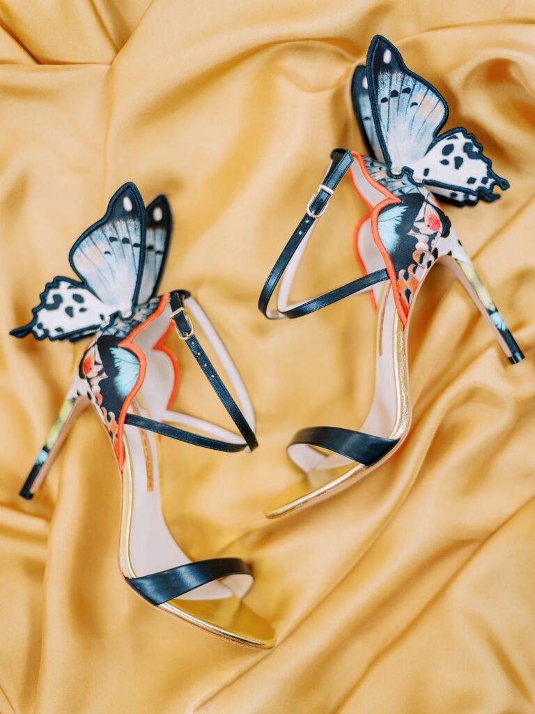 Butterfly high heels, butterfly wedding shoes