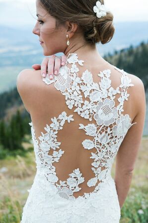 Graphic Floral-Lace Illusion Back