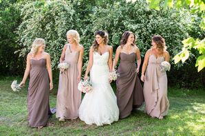 Formal Bridesmaid Dresses in Brown and Nude