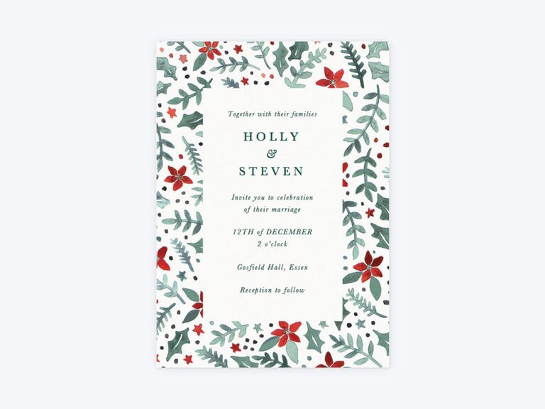 Poinsettia wedding invitation