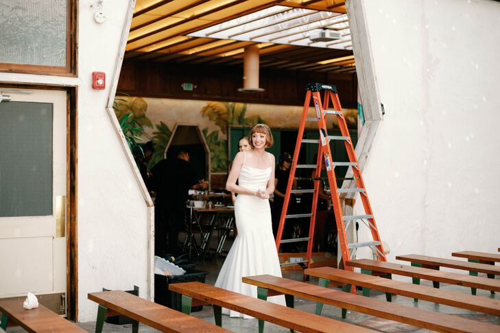 Bride Who Planned Her Wedding Sneaking a Peek of Her Work-in-Progress Ceremony Space Being Built