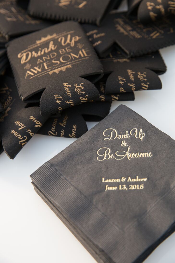Black and Gold Cocktail Napkins