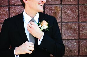 Peach Rose Boutonniere