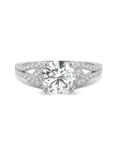 Forever One Moissanite Unique Round Cut Engagement Ring