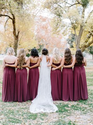 Wine-Toned Bridesmaid Gowns