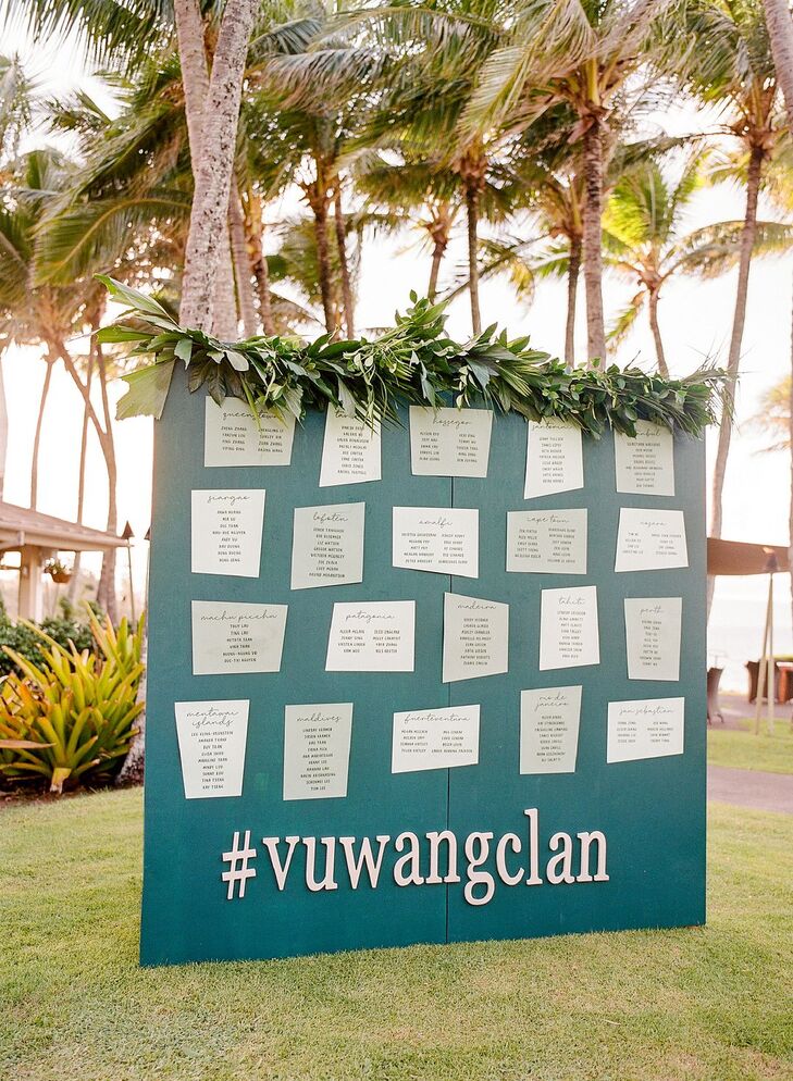 Seating Chart at Tropical Reception in Kapalua, Hawaii