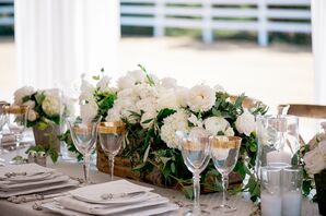 Ivory Flower and Greenery Centerpiece