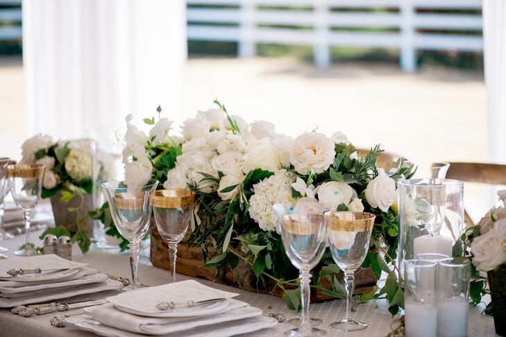 Ivory Flower and Greenery Centerpiece