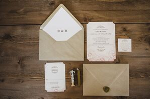 Taupe and Blush Invitation Suite by Wedding Paper Divas