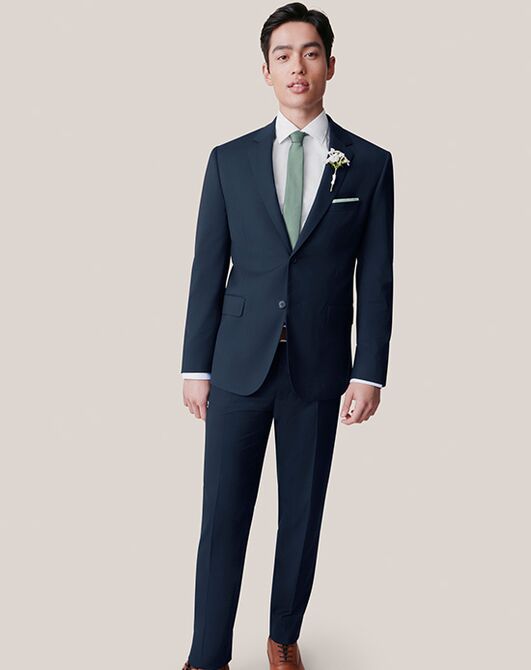 Birdy Grey Suits Taylor Suit in Navy Blue Tuxedo - 5