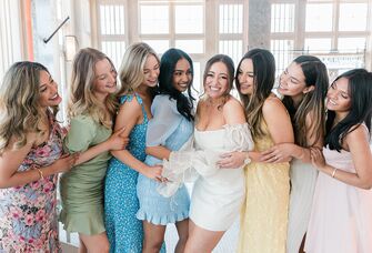 bride and bridesmaids at a bridal shower