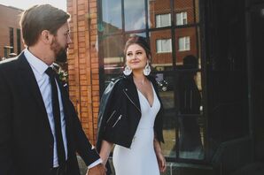 Bride in Chic Leather Jacket