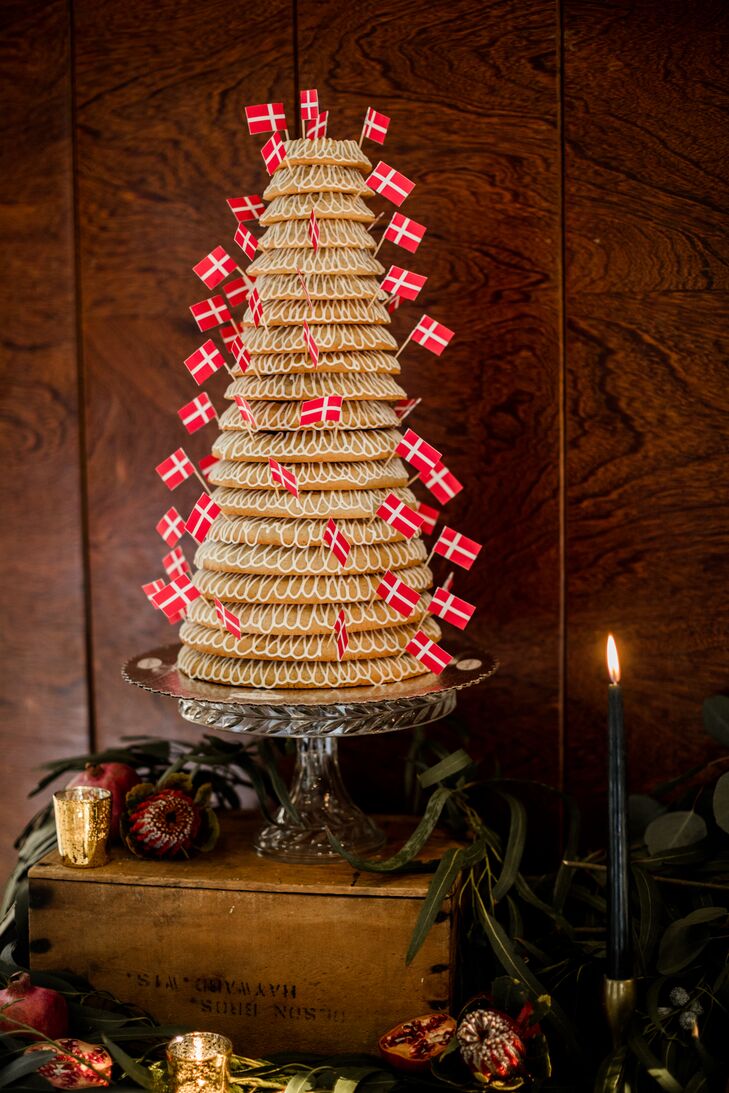 Danish Wedding Cake with Flags of Denmark
