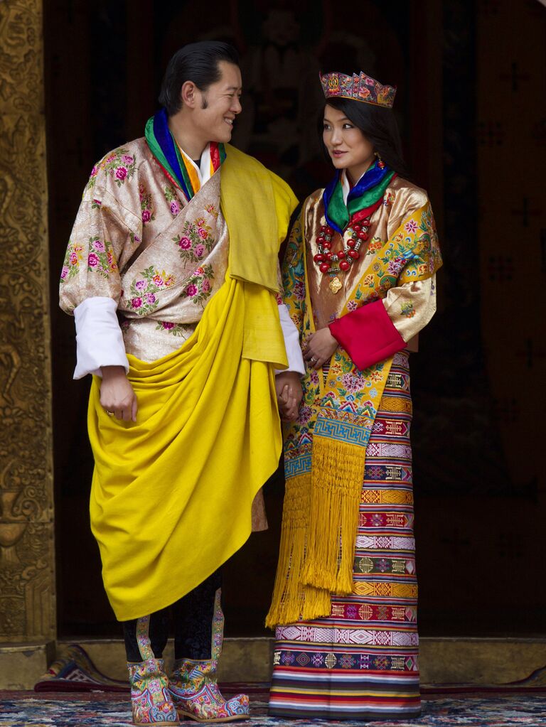 Queen Jetsun Pema of Bhutan's traditional royal wedding dress