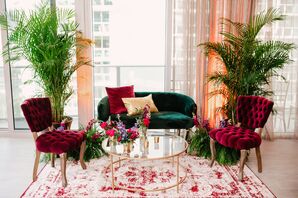 Jewel-Tone Lounge Seating for Wedding in Miami, Florida