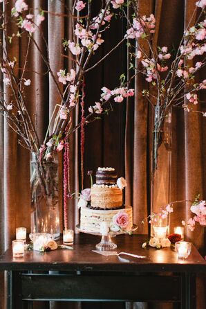 Cake Display with Cherry Blossom Décor