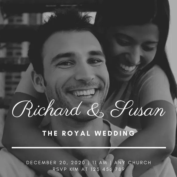 Greyscale wedding photo invitations downloadable wedding invites