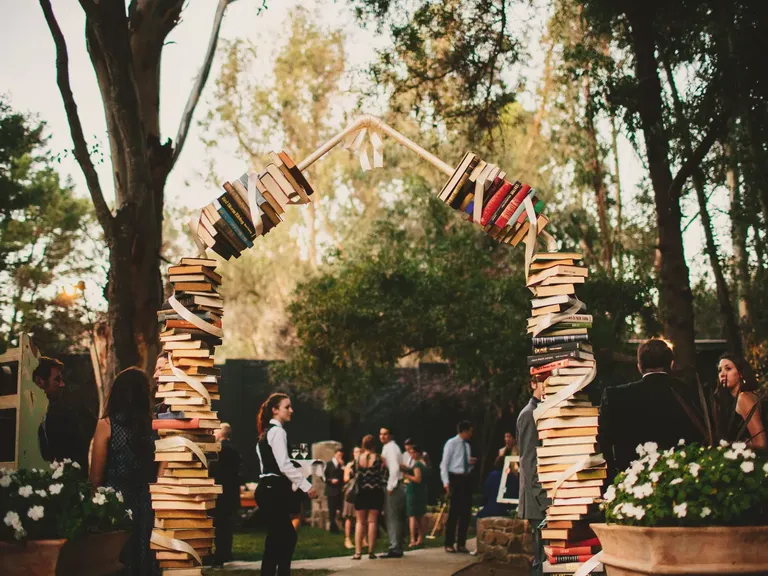 Vintage Wedding Ceremony Arch With Books