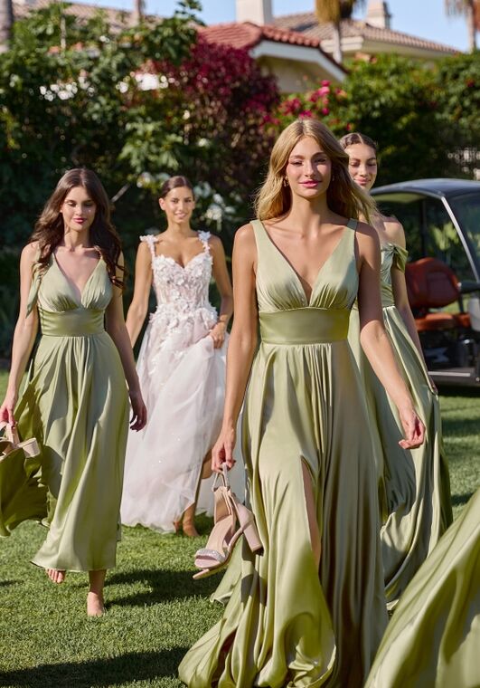 Ladivine 7469 V-Neck and Plunge Bridesmaid Dress - 3