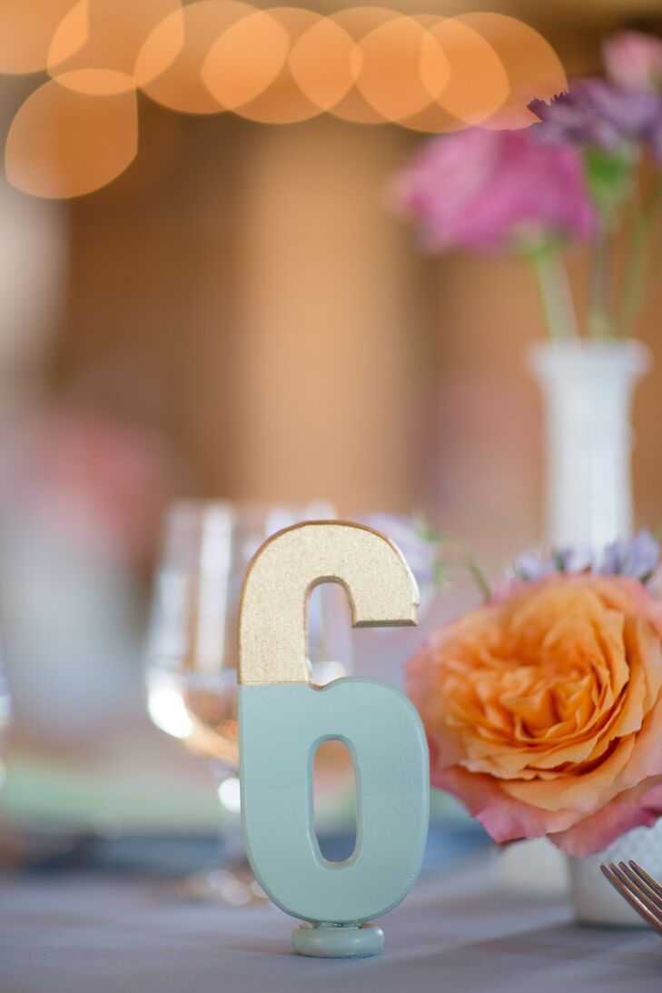 Mint and Gold Table Numbers