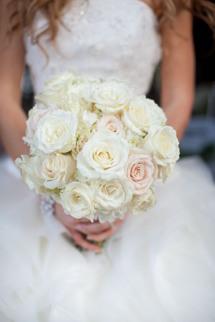 White and Champagne Rose Bridal Bouquet