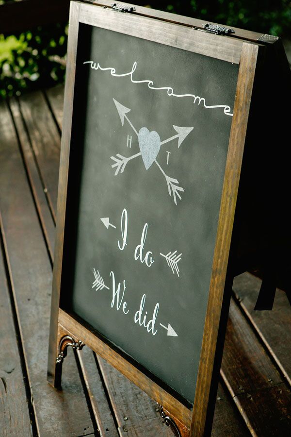 While browsing Pinterest, the bride found a heart with two crossed arrows and a couple’s names on either side. “I immediately knew that needed to be our wedding logo,” Hailey says. “Crossed arrows are symbolic of friendship, and I felt like that was an important element to bring in to our wedding.”