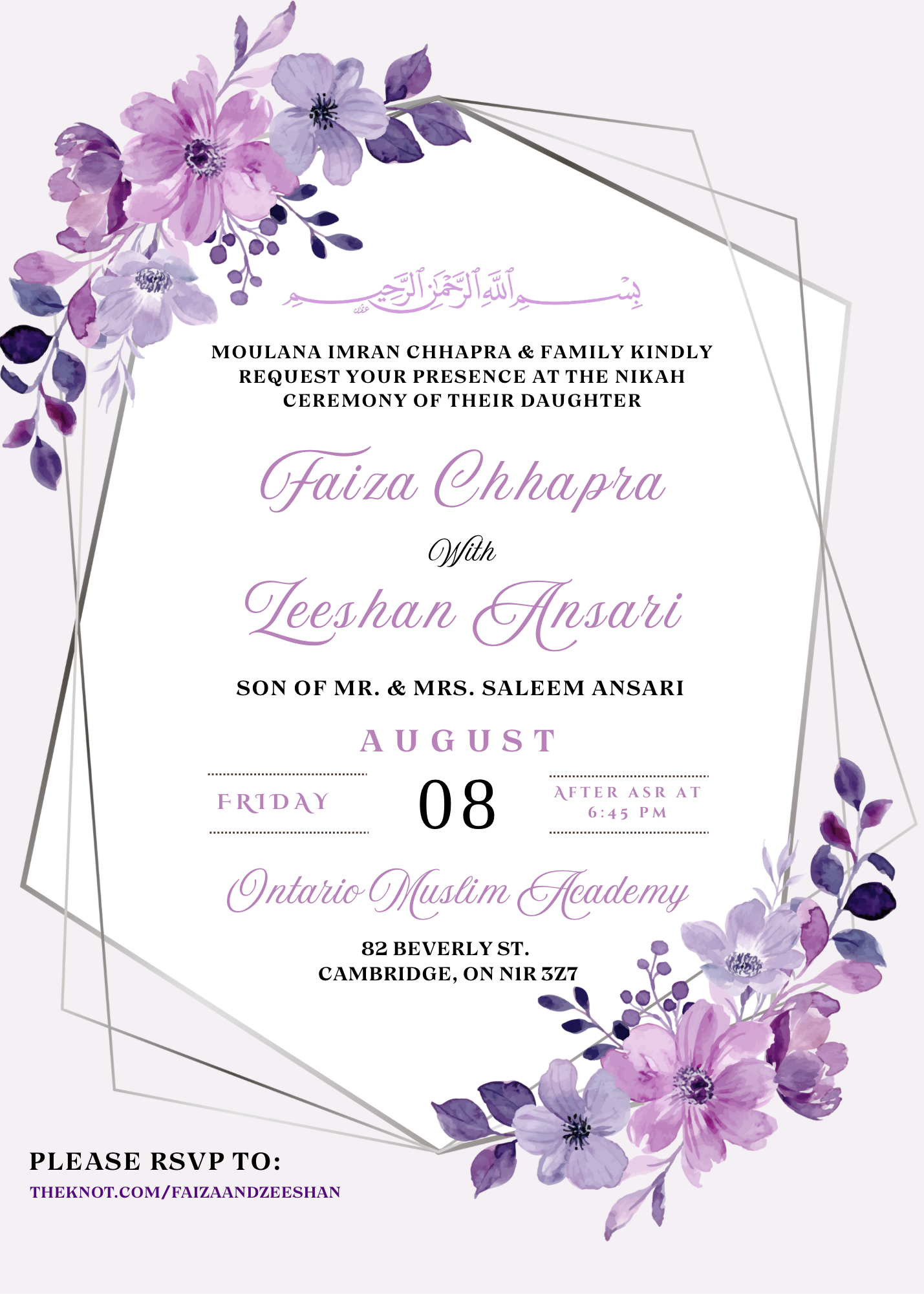 Faiza & Zeeshan Home Page Banner