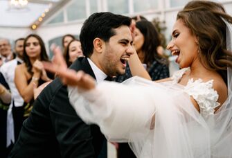 Happy bride and groom