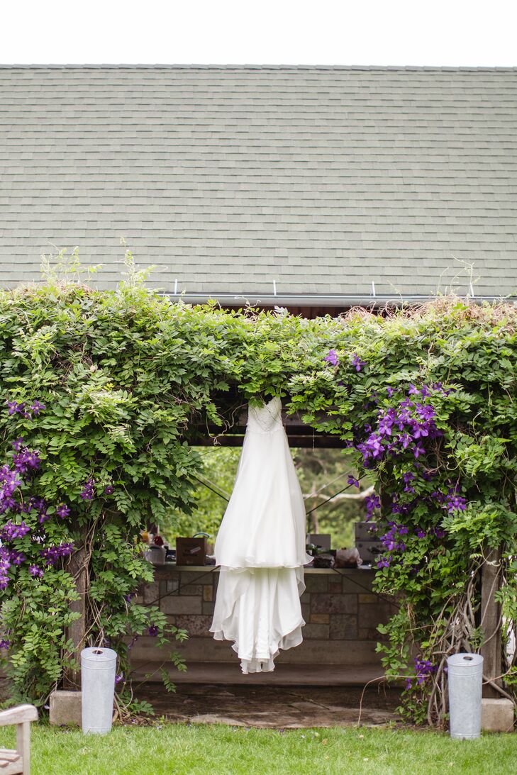 White Strapless Dress at Altar