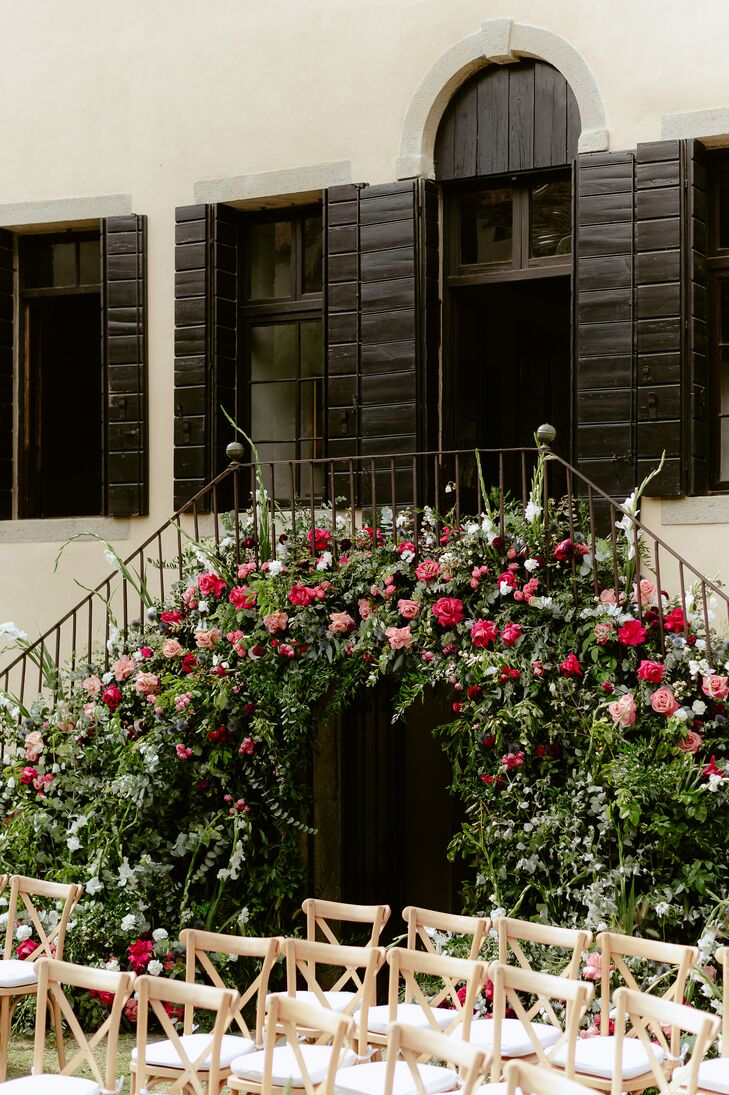 Roses Decorating Wedding Venue Staircase