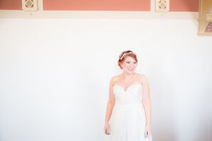 White Strapless Wedding Dress With Sweetheart Neckline