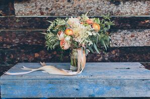 Rustic Bouquet with Garden Roses, Ranunculus, Astilbe and Veronica