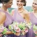 Samantha had narrowed it down to two bridesmaid dresses that she liked and let her girls decide on the wisteria chiffon, one-shoulder dresses from David's Bridal.