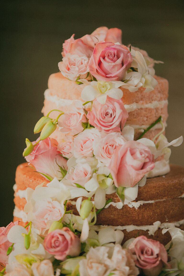 Ombre Pink Champagne Naked Wedding Cake