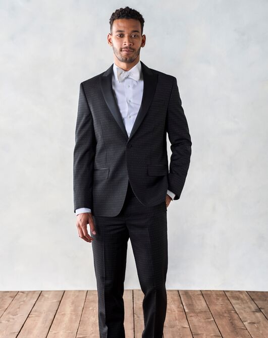 The Black Tux Onyx Dot Peak Lapel Tuxedo Black Tuxedo - 5