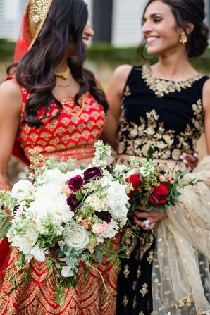 Bride and Bridesmaid at Wedding at the Harold Washington Library Center in Chicago, Illinois