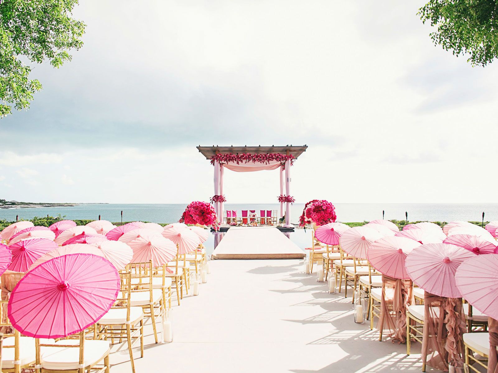 ceremony venue with umbrellas