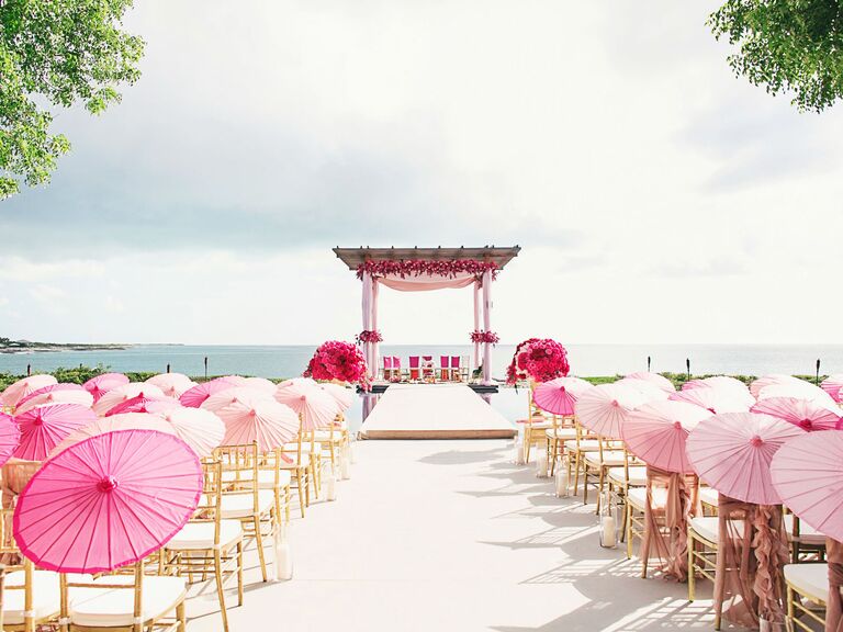 ceremony venue with umbrellas