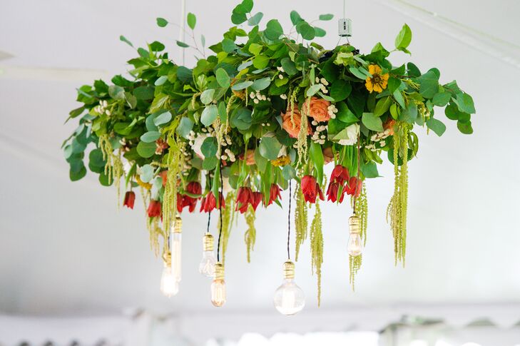 Garland and Bulb Hanging Arrangement